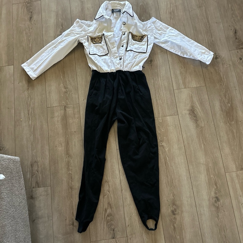 VTG PG Collections Ginger‎ Bort Jumpsuit Foot Stirrups Size 10 Retro Studded